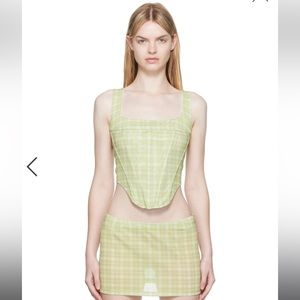 NWT Miaou Campbell x Paloma Elsesser Checkered Corset with Boning - Limon Plaid